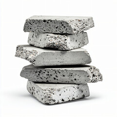 Construction materials concrete blocks stacked for industrial use studio setting product photography minimalist viewpoint modern concept