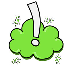 Green Cloud with Question and Exclamation Marks