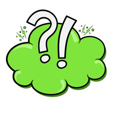 Green Cloud with Question and Exclamation Marks