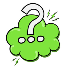 Green Cloud with Question and Exclamation Marks