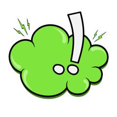 Green Cloud with Question and Exclamation Marks