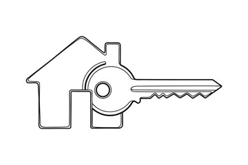 Vector art of house key icon representing real estate, home ownership, and security