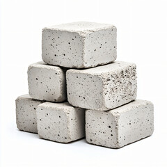 Building blocks concrete bricks stacked in industrial setting product photography minimalist design focused view construction concept