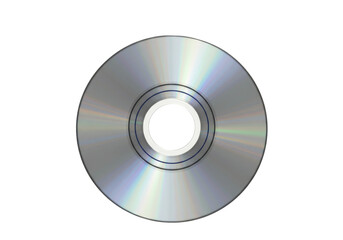 Silver compact disc isolated on transparent background, digital storage media for music and data archiving
