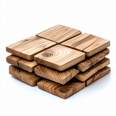 Wooden coasters stacked in a rustic setting home decor product photography natural light close-up shot eco-friendly lifestyle