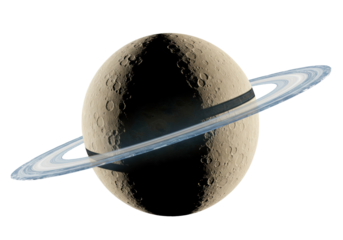 Saturn with rings isolated on transparent background, detailed planet with craters and shadows, astronomical object in space PNG