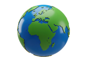 Earth globe with continents isolated, 3D rendering of world map showing Europe and Africa, geography and global awareness concept