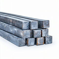 Industrial steel bars warehouse facility product photography controlled environment close-up view structural material showcase