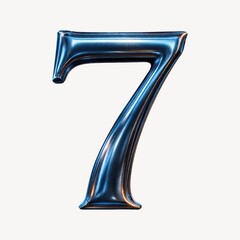 Metallic blue number seven illustration.