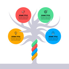 Infographic template. Abstract tree with 4 circles and icons