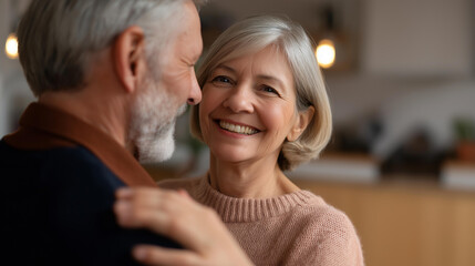 Elderly couple dancing together at home senior romance mature love active aging couple bonding joyful seniors romantic moment lifelong partnership with copy space