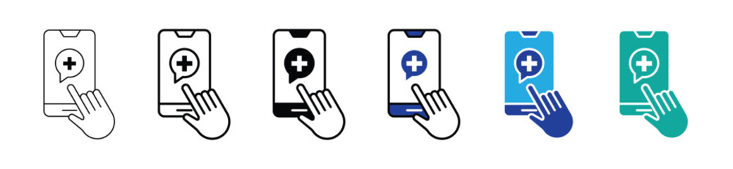 Mobile Health Apps icon set multiple style collection