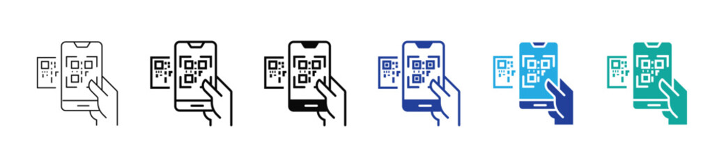 Hand holding smartphone scanning QR code with confirmation check mark, mobile payment concept.
