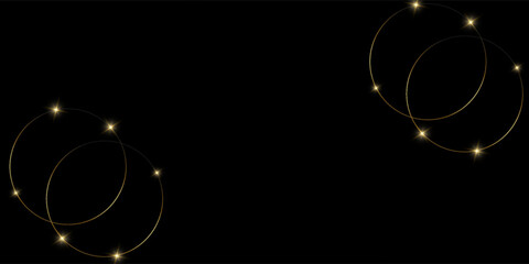 Gold round frame. Gold ring design with sparkling stars. Vector modern