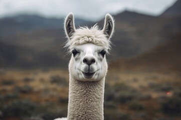 Obraz premium Alpaca gazing directly at the lens