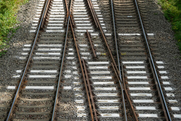railroad tracks detail aerial view