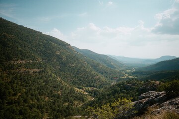 Fototapeta premium The initial association with mountainous areas is a famous elevated plain known for its scenic beauty and natural environment, featuring water, sky, summer, travel, nature, and trees.