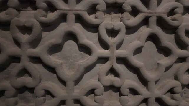 Close-up of Chinese traditional patterned openwork brick