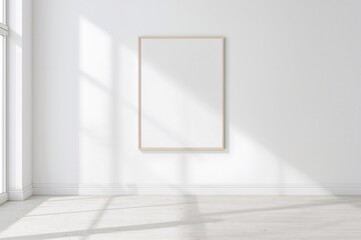 A sleek contemporary lounge area featuring a blank poster display.