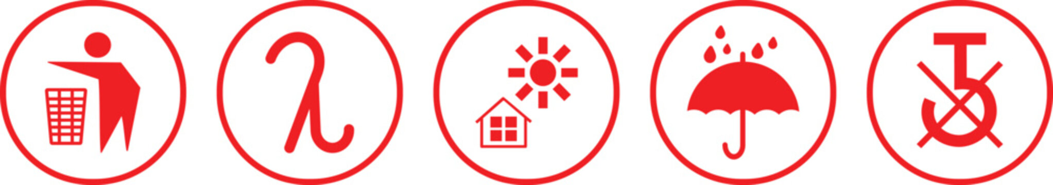Shipping Symbols Packing icon set, Cardboard packaging sign labels sign, Keep away from water button, Package Warning Symbols,
