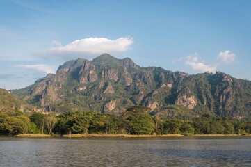Scenic mountain landscape in a tropical region