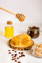 homemade cosmetics based on honey and coffe