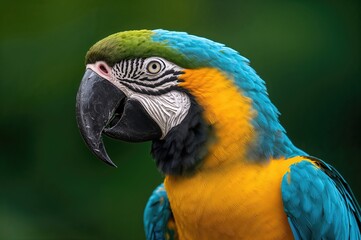 Close-up of a Large Vibrant Blue and Yellow Parrot