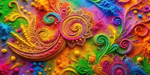 Vibrant Holi Powder Coated Canvas Colorful Swirls and Patterns , painted effects