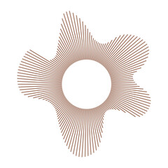 Sound circle lines. Equalizer logotype. Circular waves. Radial spectrum. Sound ring. Radial wavy frame pattern, design element. Radial rays. Depicting audio music flat icon. Mocha mousse trendy color.