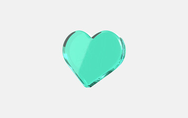 3d green glass like sign icon on isolated background