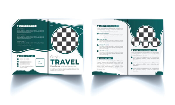Creative Travel Bi fold brochure or flyer design. Travel bifold brochure design template.