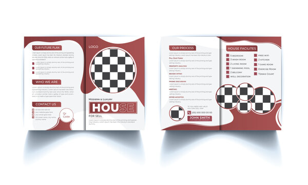 Real estate bifold brochure template design, Modern Real estate brochure 4page bifold template,