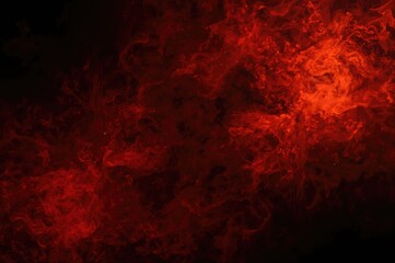 Fiery backdrop with dark shadows, glowing red and orange tones, mystical smoke swirls, and illuminated edges for a hellish vibe