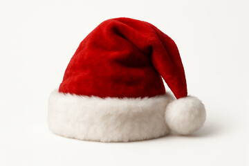 Santa hat on white background for christmas holiday decoration and festive celebration concept in simple style illustration
