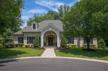 Elegant residence featuring a compact front porch, pathway, and attractive street presence