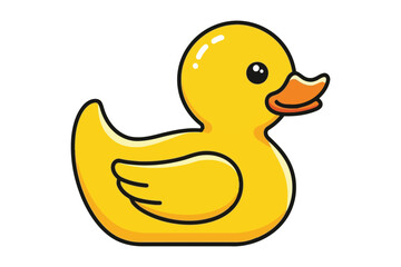 Vector art of adorable yellow rubber ducky with orange beak, outlined in black, , cute and playful