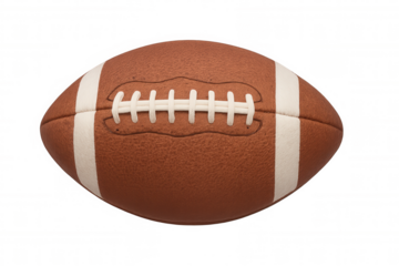 American football ball with laces and white stripes, representing sport, game, competition, and healthy lifestyle
