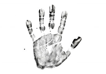White handprint on black background isolated on a transparent background