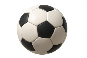 Obraz premium Soccer ball for game and sport activities, classic black and white football sphere and team play concept on transparent background