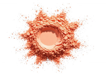 Peach powder explosion isolated on a transparent background