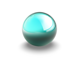 Shiny aqua sphere a smooth glass ball with reflections transparent background