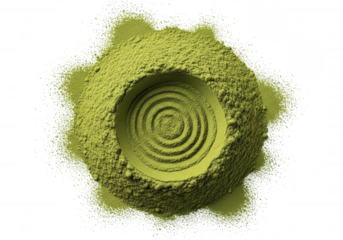 Green powder pile spiral isolated on a transparent background