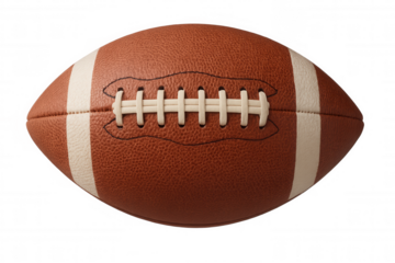 American football with white laces and stripes, illustrating sport, game, and outdoor activity concept