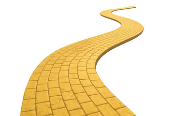 Fototapeta premium Yellow brick road winding through a path, symbolizing journey, aspirations, future, and finding a way
