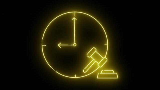 wall clock icon and judge's gavel icon