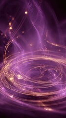 Obraz premium Soft blurred purple tones with floating runes and golden spark trails, mysterious spell atmosphere, subtle light glow in darkness, refined layout with copy space.