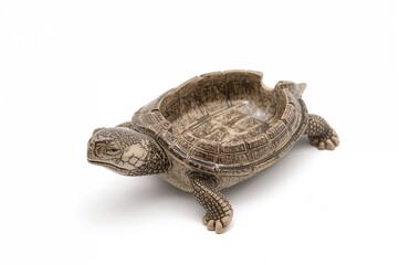 Naklejka premium Textured ashtray designed like a turtle on a white backdrop