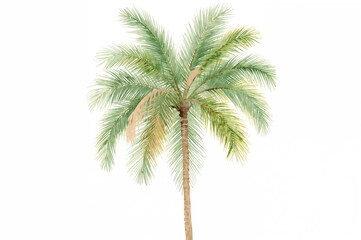 Fototapeta premium Handcrafted watercolor depiction of tropical green palm leaves on a white canvas. Botanical art for printing.