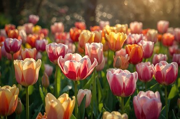 Fototapeta premium Spring Tulips Highlighted Locally