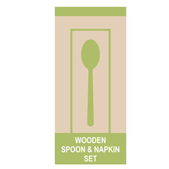 Wooden spoon, Eco goods, cutlery, Vector, illustration. Ecology concept, recycling